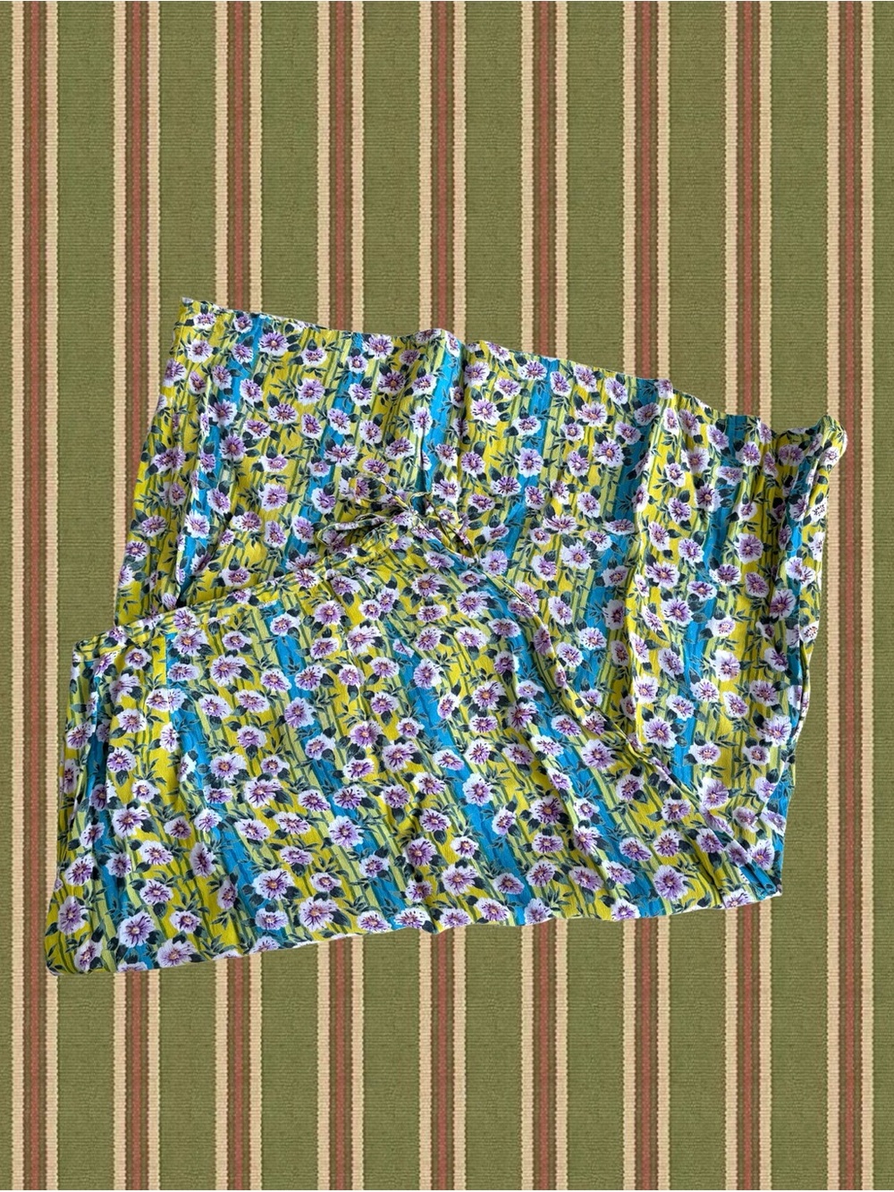 Sacred Threads Floral Maxi Skirt in Yellow, Blue and Purple